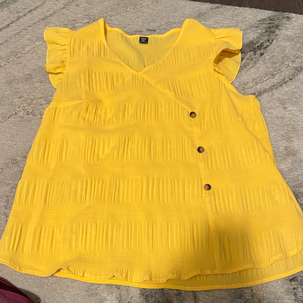 SHEIN Yellow Ruffle Sleeve Blouse